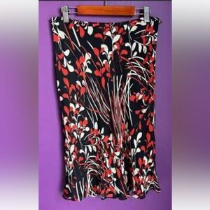 Ann Taylor (Size 12) Silk Lined Subtle Floral Pattern A-Line, Flared Skirt